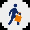 Icon zeigt Person mit Einkaufstasche