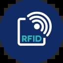 Icon zeigt einen RFID Tag mit Frequenzwellen