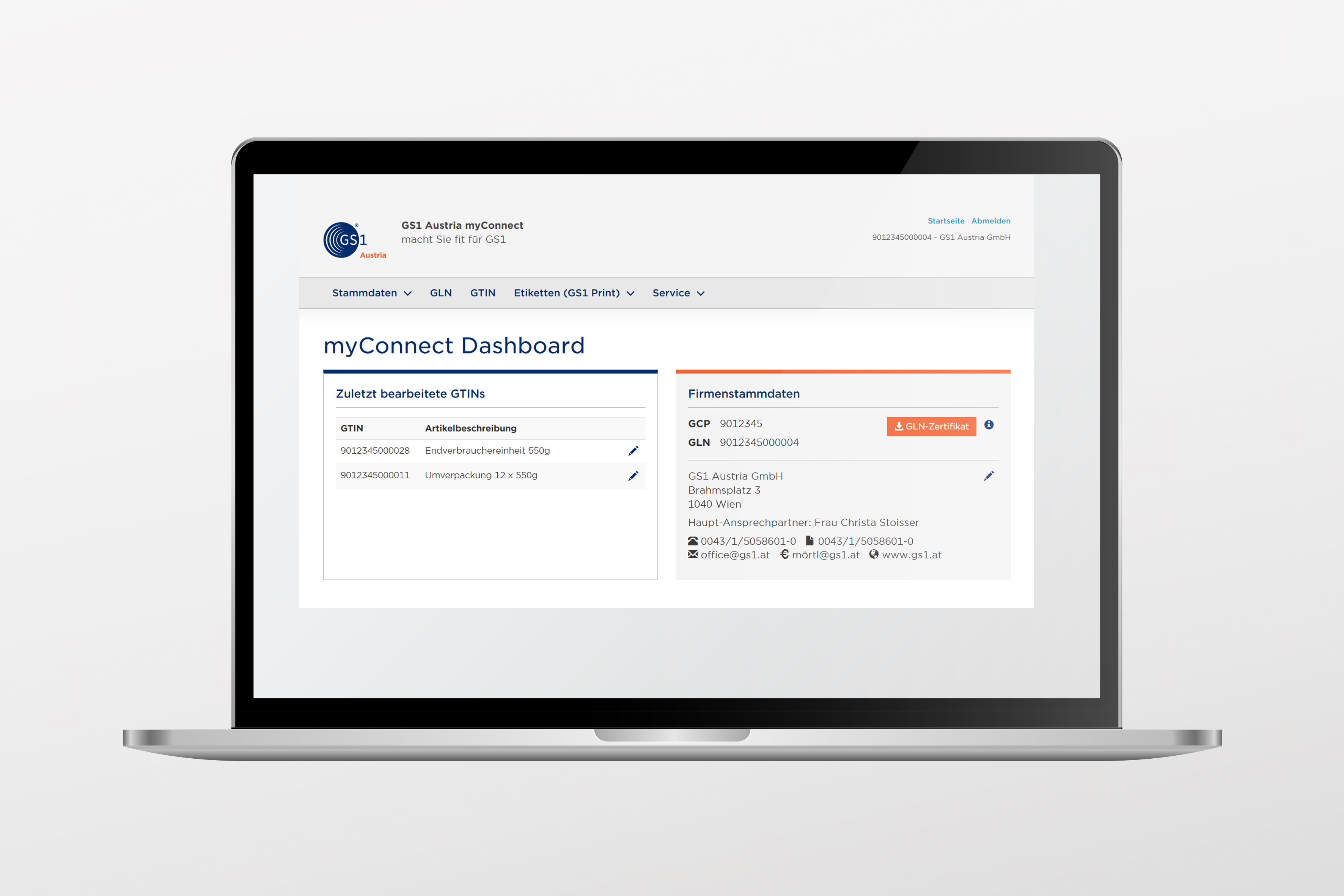 myConnect Onlineportal Grafik zeigt die Einstiegsseite zum Service myConnect