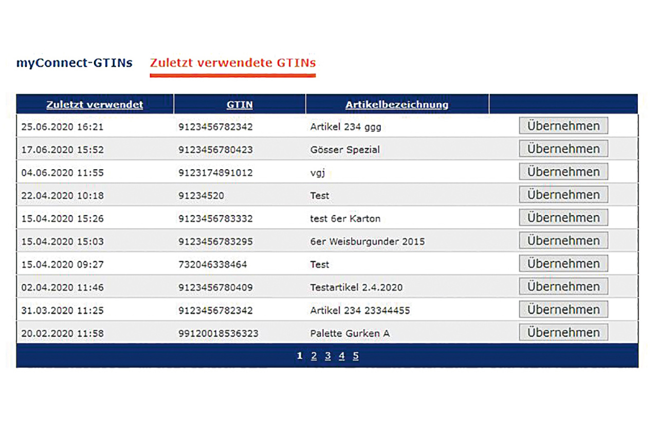 Screenshot aus dem Onlineservice GS1 Print Screenshot aus GS1 Print
