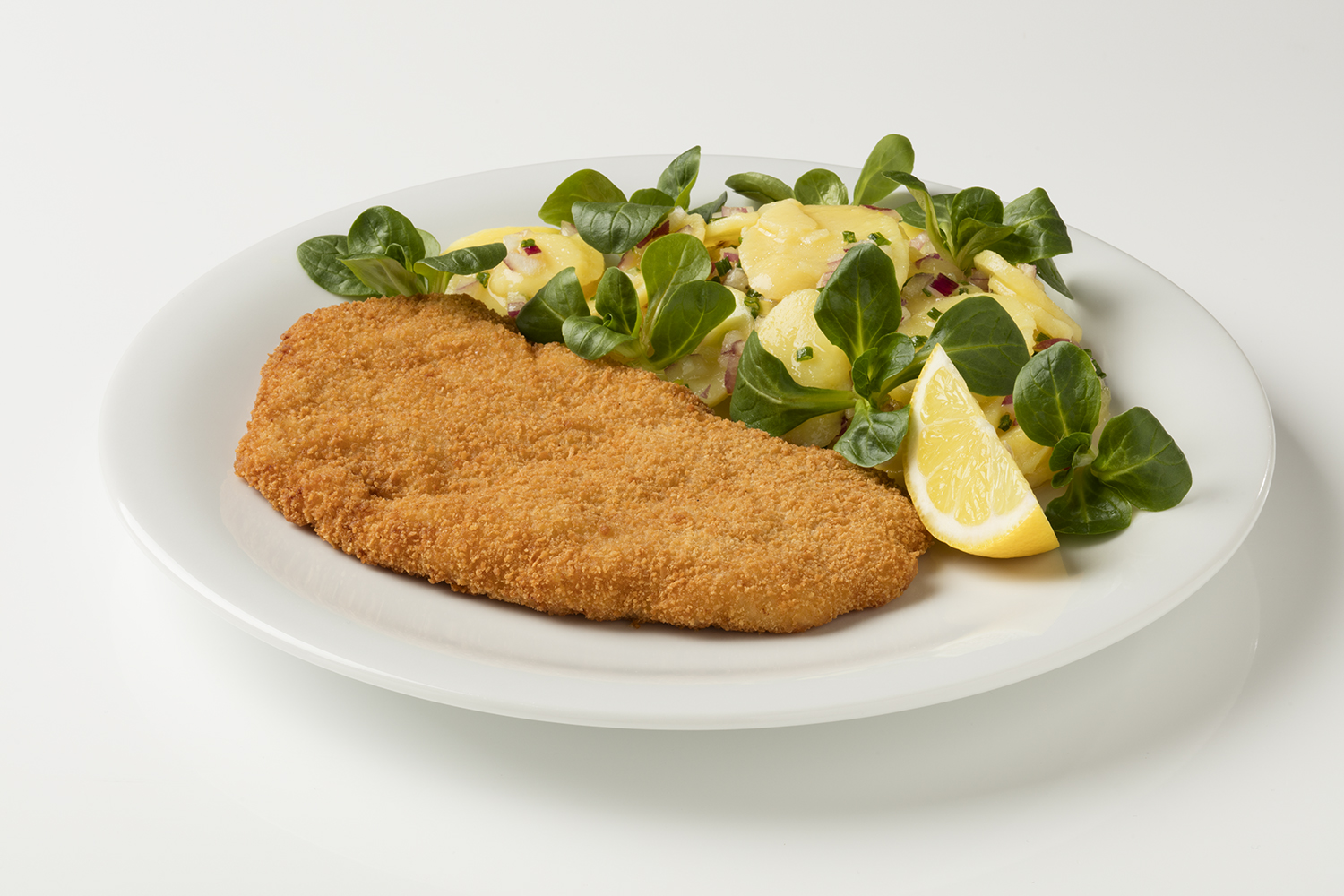 Landena Schnitzel Ein Wiener Schnitzel mit Kartoffel-Vogelsalat von Landena