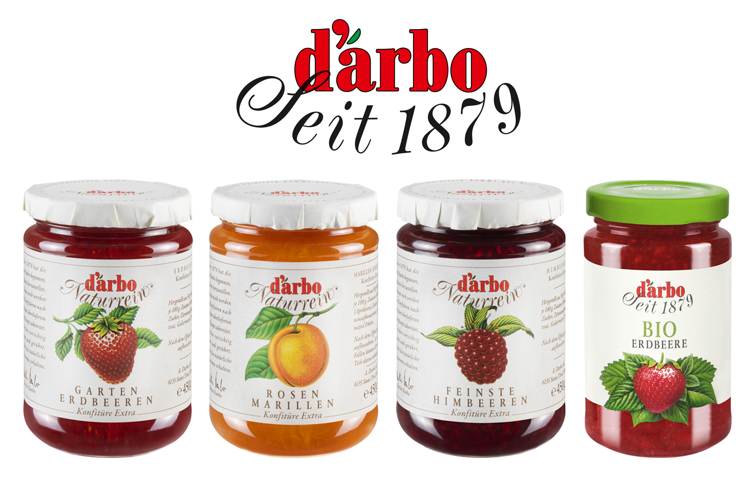 Darbo Konfitürengläser Darbo Konfitürengläser Himbeere, Erdbeere, Marille und Bio Erdbeere