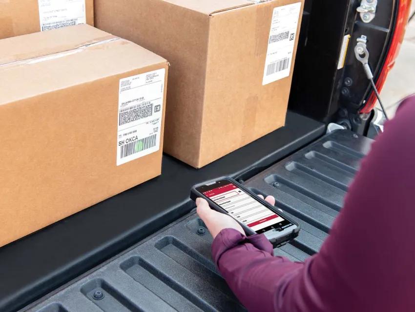 Scan eines Etiketts mit barcoSCAN App