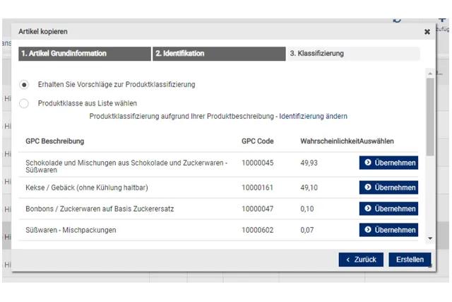 Vorschlaege für GPCs in GS1 Sync