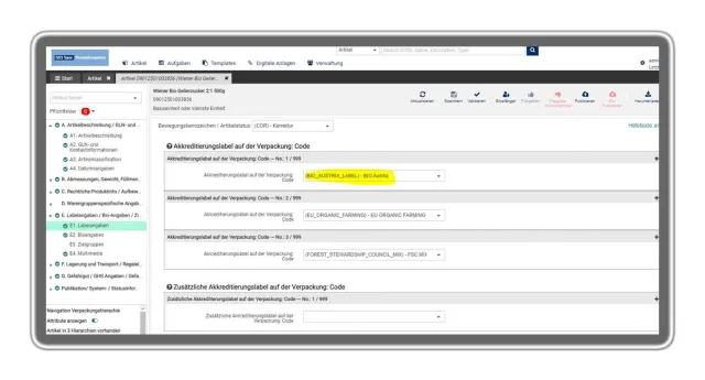 Screenshot vom BIO AUSTRIA-GS1 Sync Portal