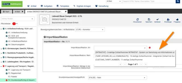 Screenshot aus dem GS1 Sync Produktiv-System mit Schritt 1
