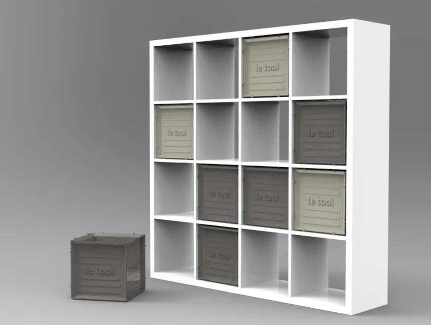 Wiederverwendung des Cubizza-Kartons als Regaleinsatz