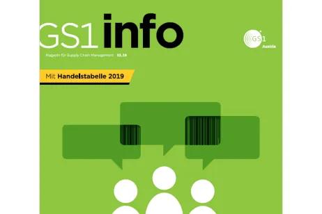 Cover der GS1 info 2.2019 Sprechblasen und Piktogramme