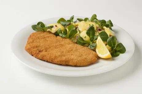 Ein Wiener Schnitzel mit Kartoffel-Vogelsalat von Landena