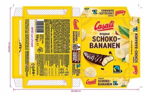 Etikett/Verpackungslayout von Casali Schokobananen