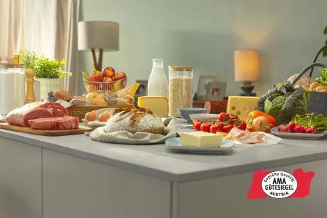 Verschiedene Produkte mit AMA Gütesiegel