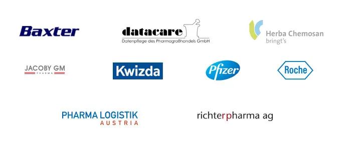 Partner-Logos von Pharmaunternehmen