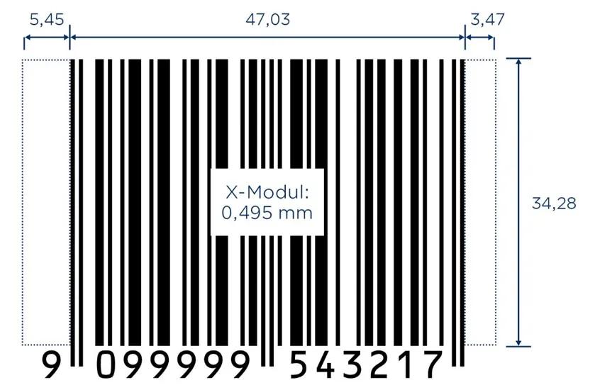 Abbildung der Abmessungen eines EAN-13 für die Logistik