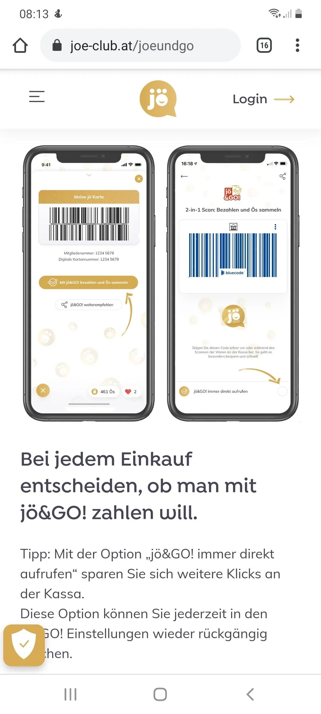 Identifikation bei der jö-Kundenkarte
