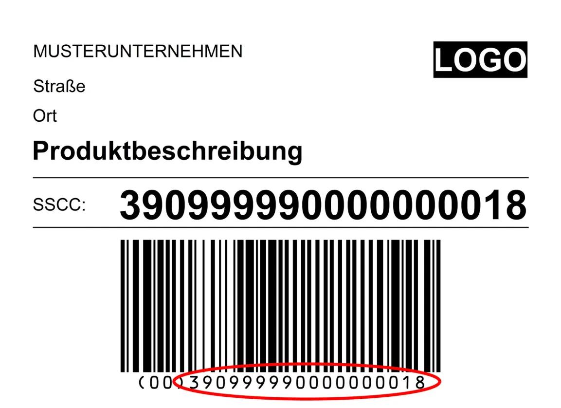 Ein Transportetikett für standardisierte Handelseinheiten