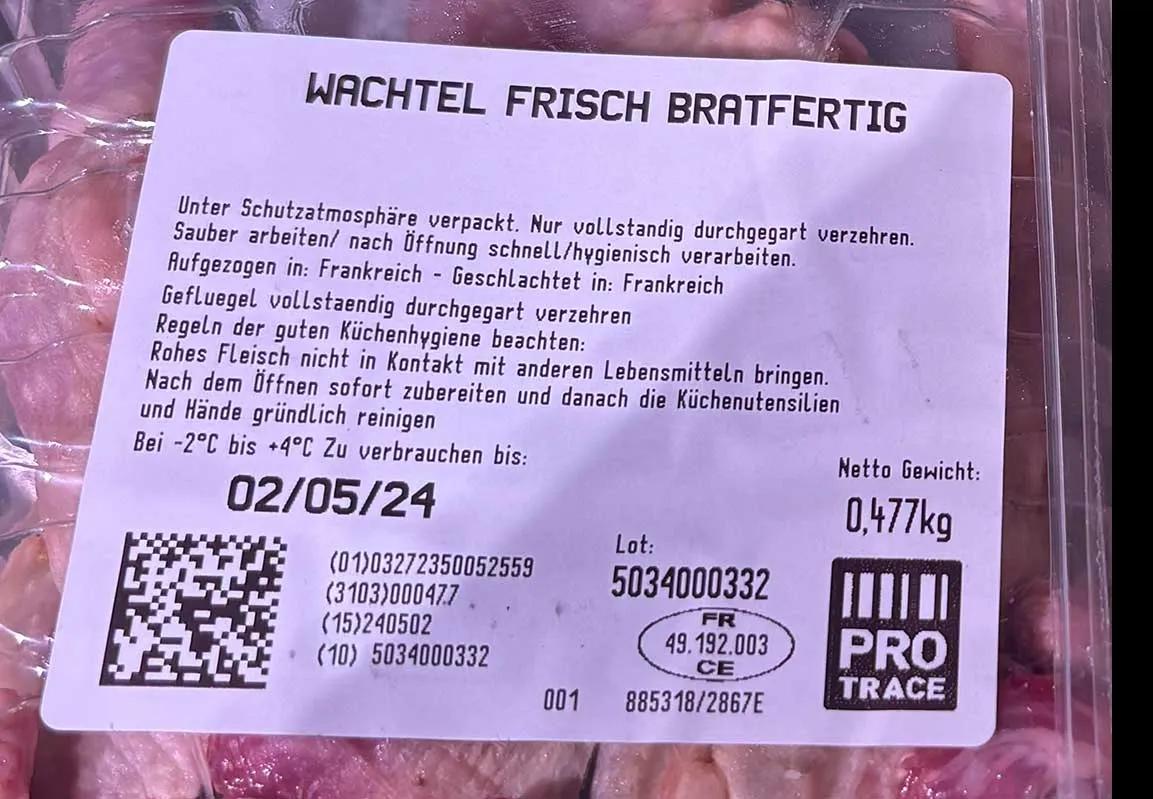 GS1 DataMatrix auf Fleischprodukten bei METRO