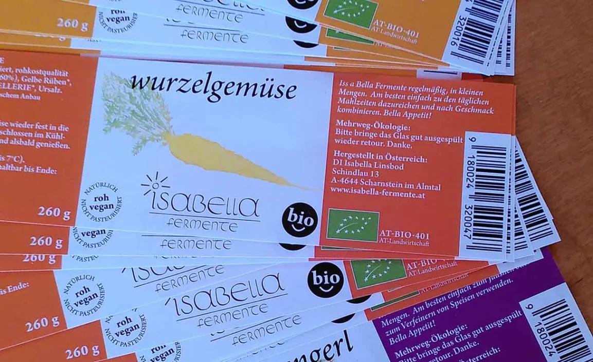 Strichcode auf den Etiketten der Produkte von Isabella Fermente