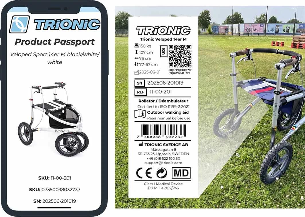 Digitaler Produktpass eines Rollators der Firma Trionic