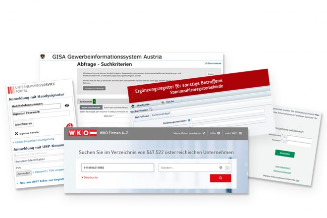 Beispiele unterschiedlicher Zugänge und Informationen von Registern