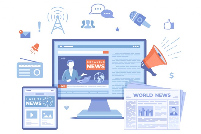 GS1 Austria Newsroom Symbolgrafik, die einen Newsroom symbolisiert