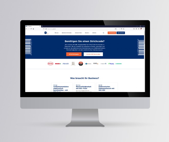 GS1 Austria Startseite Bildschirm zeigt GS1 Austria Website