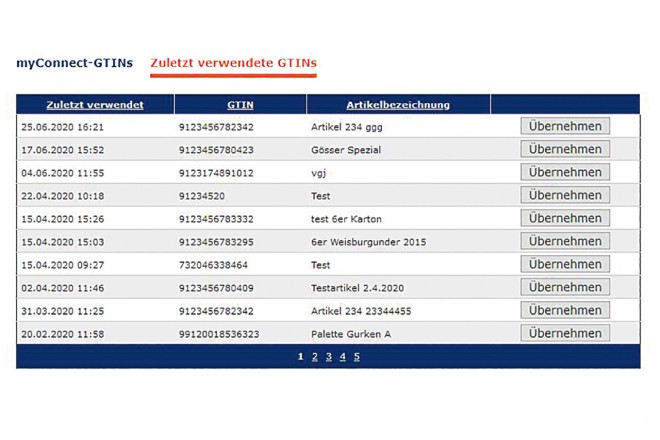 Screenshot aus dem Onlineservice GS1 Print Screenshot aus GS1 Print