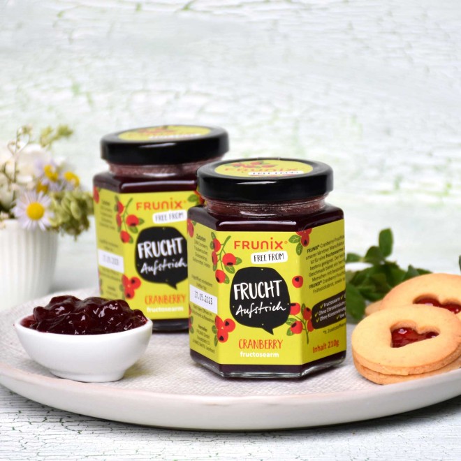 Produktbild zeigt den Cranberry-Fruchtaufstrich von FRUNIX