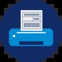 Icon zeigt Drucker und ein Etikett