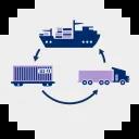 Icon zeigt einen logistischen Ablauf