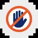 Icon zeigt Verbotszeichen mit Hand