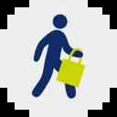 Icon zeigt Person mit Einkaufstasche