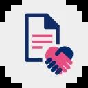 Icon zeigt Vertrag und Handschlag