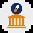 Icon zeigt Gerichtsgebäude und eine Tablette