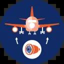 Icon zeigt Flugzeug und Turbine