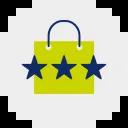 Icon zeigt Einkaufstasche mit Auszeichnungssternen