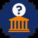 Icon zeigt Gerichtsgebäude mit Fragezeichen